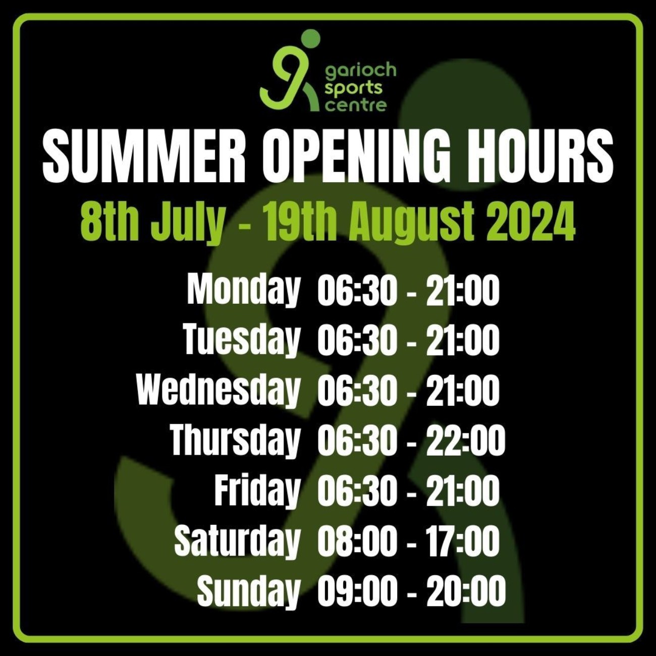 Summer Opening Hours 2024